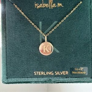 NWT Isabella M “K” Sterling Silver Necklace
